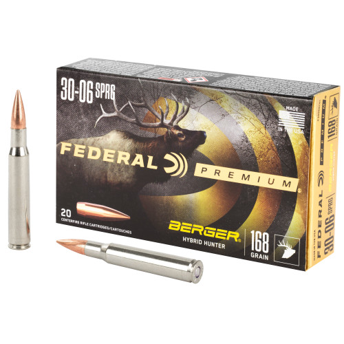 Federal Premium 30-06 Springfield Ammo 168 Grain Berger Hybrid Hunter Box of 20