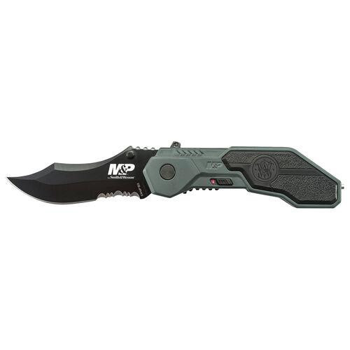 Smith & Wesson M&P M.A.G.I.C. Assisted Opening Pocket Knife 2.9" Clip Point Black Stainless Steel Blade Blue Aluminum Handle