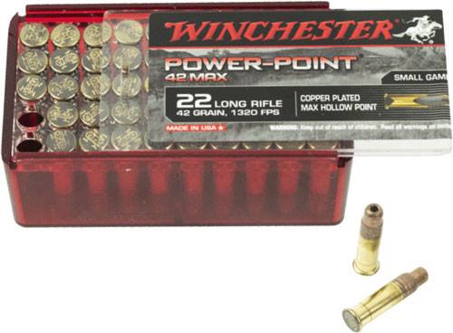 Winchester .22 Long Rifle Ammo 42 Grain Power Point Max Box of 50