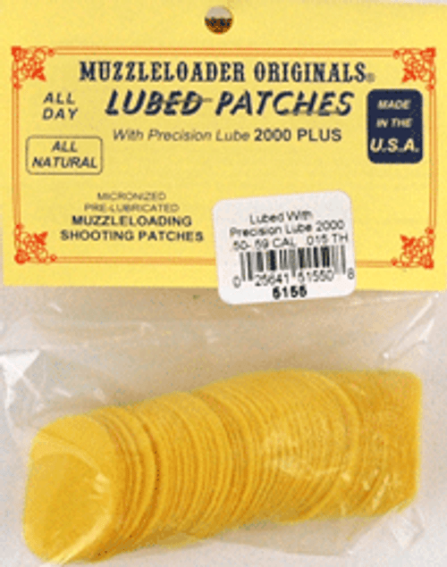 Muzzle Loader Originals Shooting Patches 50 Through 59 Caliber .015" Thickness Pre-Lubricated with Precision Lube 2000 Cotton 100PK