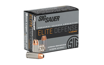 Sig Sauer Elite Performance 9mm Ammo 124 Grain Jacketed Hollow Point Box of 20