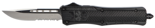 Cobratec Knives CTK-1 Medium 3" OTF Knife (D2 Steel Blade, Black Handle, Part Serrated)