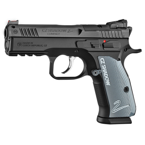 CZ Shadow 2 Compact 9mm Luger Pistol 4" Barrel 15+1 Round Black Slide Gray Grip Black Frame - Image 1