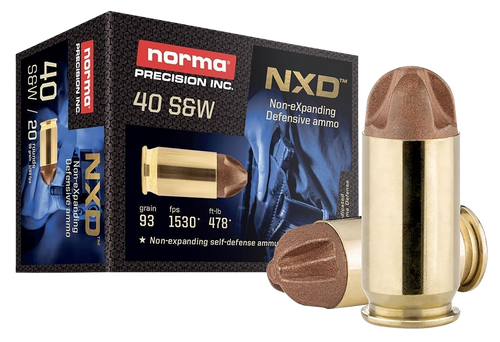 Norma NXD 40 S&W Ammo 93 Grain Fluted Lead Free Box of 20