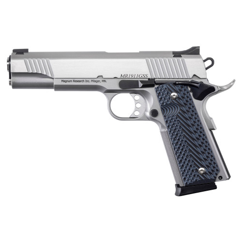 Magnum Research Desert Eagle 1911 Government 45 ACP Pistol 5.01" Barrel 8+1 Round Stainless Steel Slide Black/Gray Grip Stainless Steel Frame - Image 1