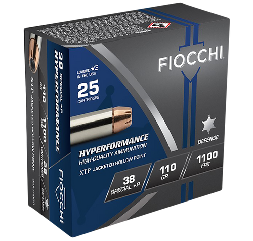 Fiocchi 38 Special +P Ammo 110 Grain XTP Hollow Point Box of 25
