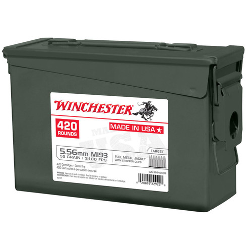 Winchester Lake City M193 5.56mm Ammo 55 Grain FMJ 420 Count