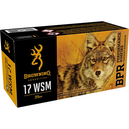 Browning BPR .17 Winchester Super Magnum Rimfire Ammo 25 Grain Polymer Tip Box of 50