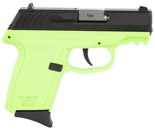 SCCY CPX-2 9mm Luger Pistol 3.1" Barrel 10+1 Round Black Slide Lime Green Frame