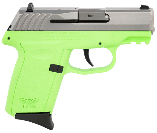 SCCY CPX-2 9mm Luger Pistol 3.1" Barrel 10+1 Round Stainless Slide Lime Green Frame