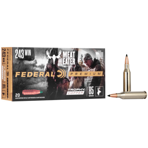 Federal Premium Trophy Copper 243 Winchester Ammo 85 Grain Federal Polymer Tip Lead Free Box of 20