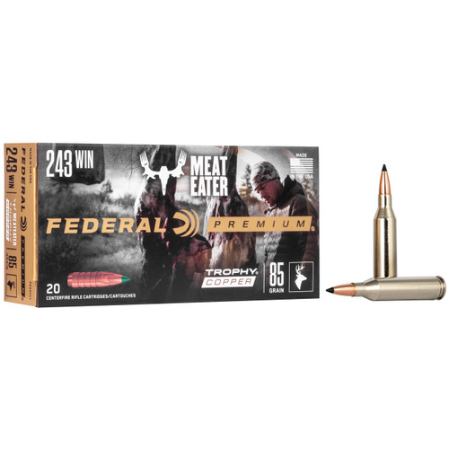 Federal Premium Trophy Copper 243 Winchester Ammo 85 Grain Federal Polymer Tip Lead Free Box of 20