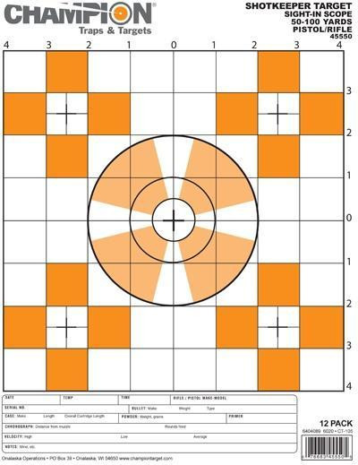 Champion ShotKeeper Targets Orange Sight-In Small 12 Pack