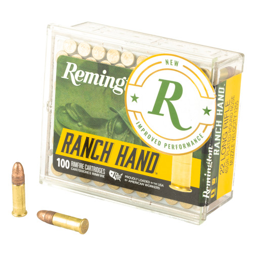 Remington Ranch Hand 22LR Ammo 40 Grain Plated Round Nose Box of 100 - Image 1