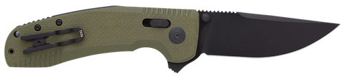 Sog Sog-Tac XR Pocket Knife 3.39" Clip Point Black TiNi Cryo D2 Steel Blade OD Green G10 Handle
