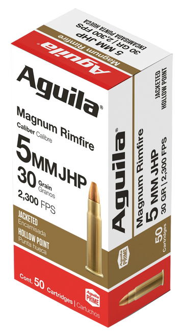Aguila 5mm Remington Rimfire Magnum Ammo 30 Grain Jacketed Hollow Point Box of 50