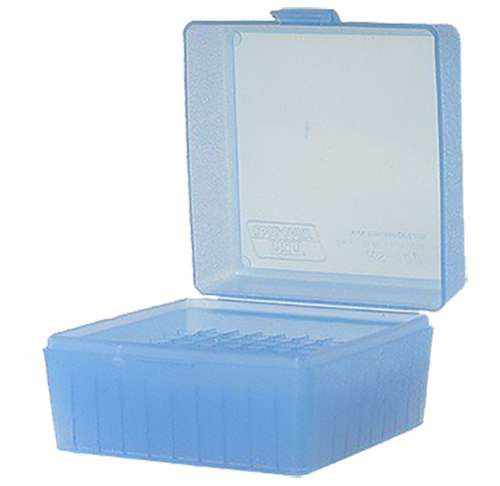 MTM Flip-Top Ammo Box 22-250, .243, .308 Win, .220 Swift 100-Round Clear Blue