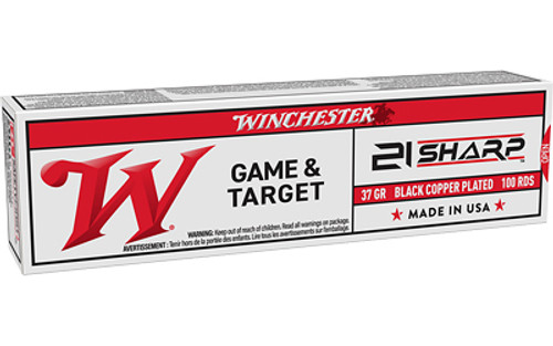 Winchester Game & Target 21 Sharp Ammo 37 Grain Black Copper Plated Lead Flat Nose Box of 100