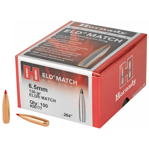 Hornady Bullets 6.5mm .264" 130gr ELD Match 100/Box - Image 1