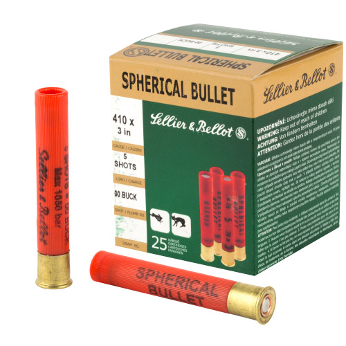 Sellier & Bellot Shotshells .410 Gauge 3" 5 Pellets 1181 FPS #00 Box of 25 - Image 1