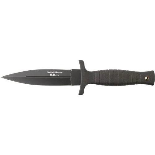 Smith & Wesson HRT 4.7 Fixed Blade Knife 4.7" Spear Point 7Cr17MoV Black Blade Rubber Handle Black