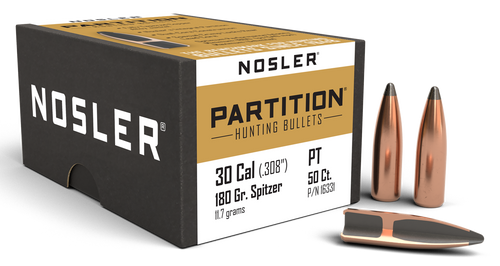 Nosler Partition 30 Caliber (308 Diameter) Bullets 180 Grain Spitzer Box of 50