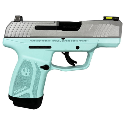 Ruger Max-9 Pro 9mm Luger Pistol 3.2" Barrel 12+1 Round Crushed Silver Slide Robin's Egg Blue Frame