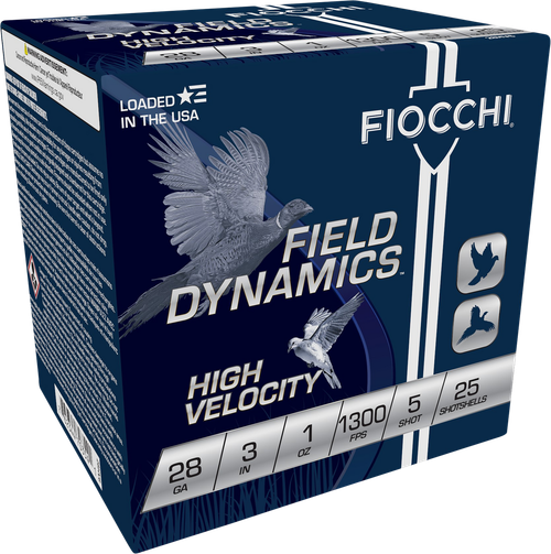 Fiocchi High Velocity 28 Gauge Ammo 3" #5 Lead Shot 1 oz Box of 25