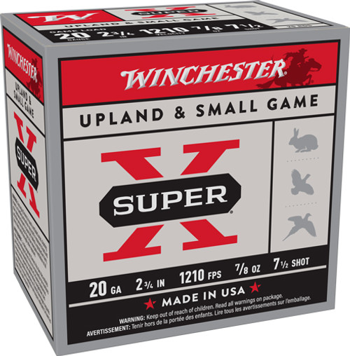 Winchester Super-X 20 Gauge Ammo 2-3/4" #7-1/2 Shot 7/8 oz Case of 250