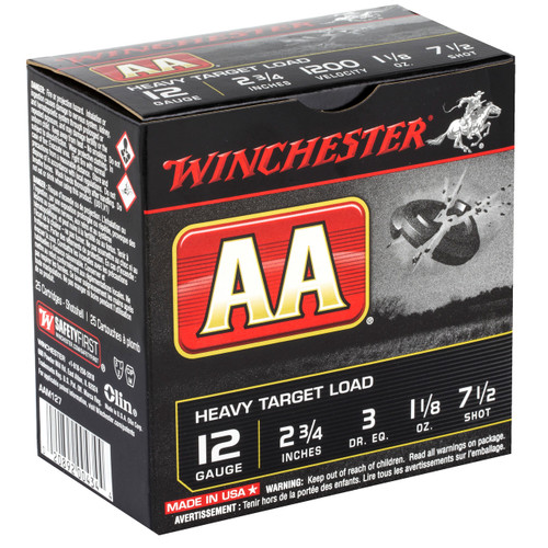 Winchester AA Target 12 Gauge Ammo 2-3/4" 1-1/8 oz #7.5 Shot Box of 25