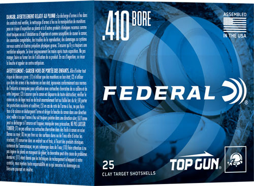 Federal Top Gun .410 Bore Ammunition 2.5" 1/2 oz #9 Shot 1330 fps 250 Rounds