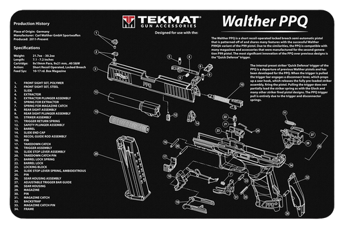 TekMat TEKR17WALPPQ Walther PPQ Cleaning Mat 11 x 17 Black/White