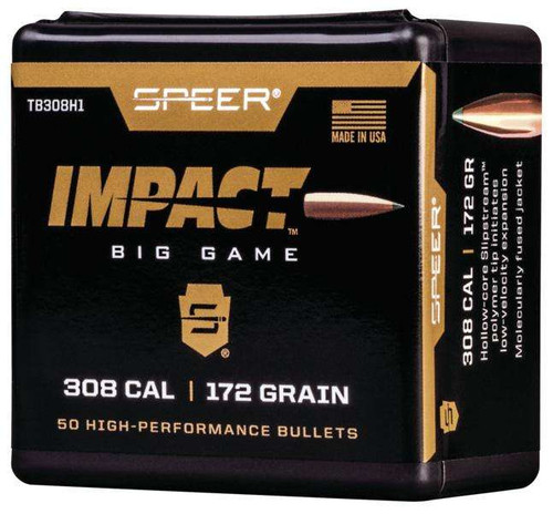 Speer Impact .308 Caliber (308 Diameter) Bullets 172 Grain Tipped Plated Box of 50
