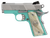 Oaks Wholesale Dist Iver Johnson Arms 1911 Thrasher Officer 9mm Luger Pistol 3.125" Barrel 8+1 Round Tiffany Blue Cerakote Frame Silver Cerakote Slide White Synthetic Pearl Grips
