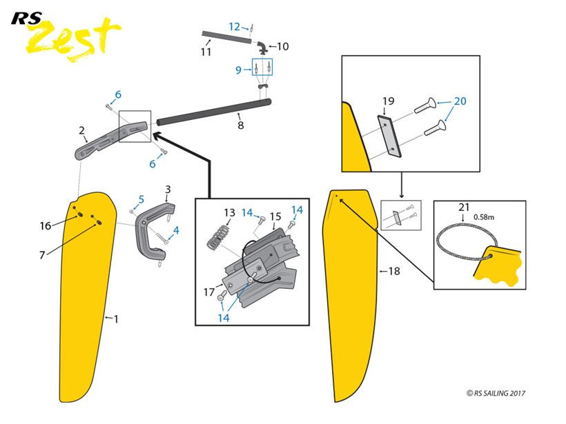 RS Zest Rudder Complete | Zim Sailing