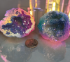 LARGE Natural Crystal Spar Specimen Electroplated Red And Blue Geodes Angel Aura Quartz