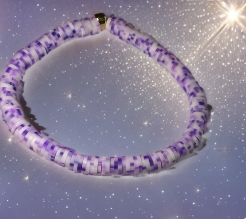 Light Purple with Splashes of White Good Vibes Beach Bracelet