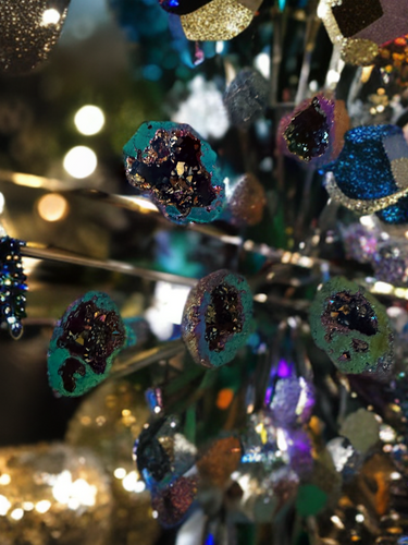 LARGE Natural Crystal Spar Specimen Electroplated Blue-Violet Geodes, Angel Aura Quartz,