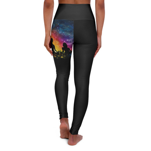 Wrap Around Thigh Galaxy 3 Ladies High Waisted Yoga Leggings (AOP)
