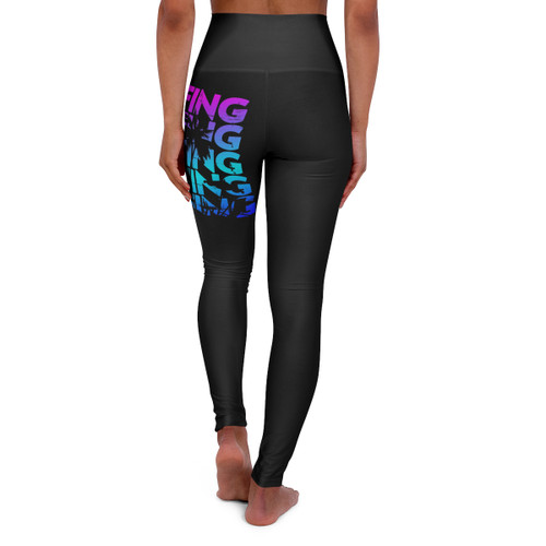 Black Surf High Waisted Yoga Leggings (AOP)