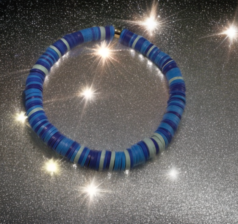 BLUE STRIPE GOOD VIBES BEACH BRACELET