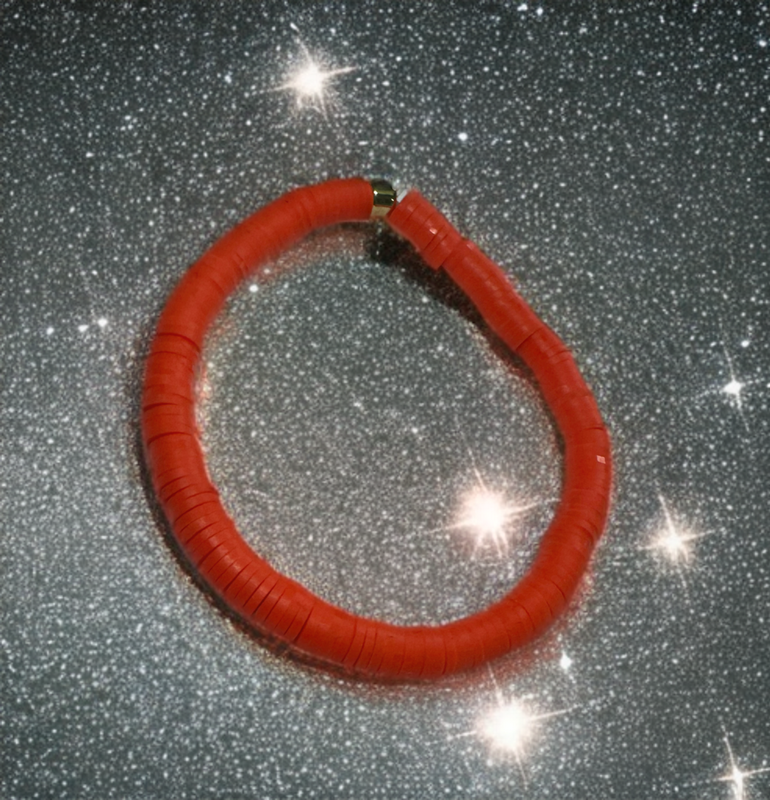 BRIGHT DARK CORAL GOOD VIBES BEACH BRACELET