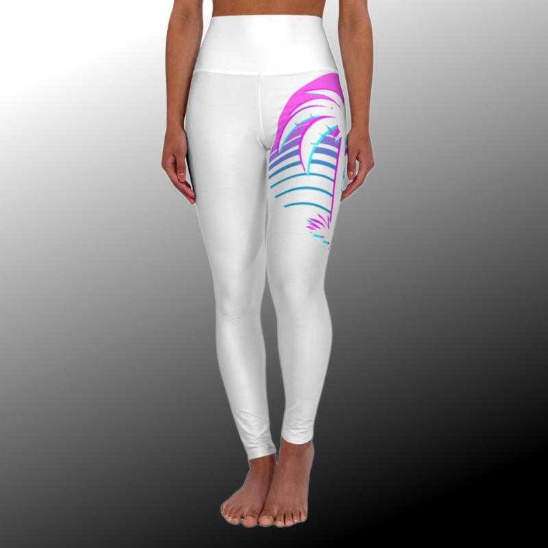 Palms Wrap Around Thigh High Waisted Yoga Leggings (AOP)