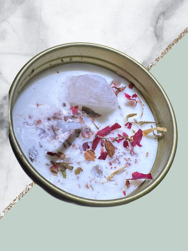 Sale Price "DAMAGED Label" Gold White Quartz Crystal Spiritual, Protective Mini Candles