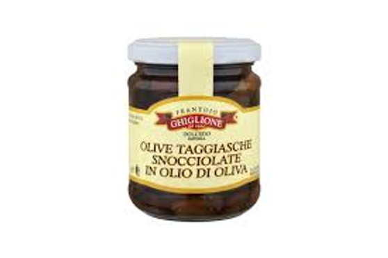 Ghiglione- Pitted/Snocciolato Taggiasche olive in Olive oil 180g