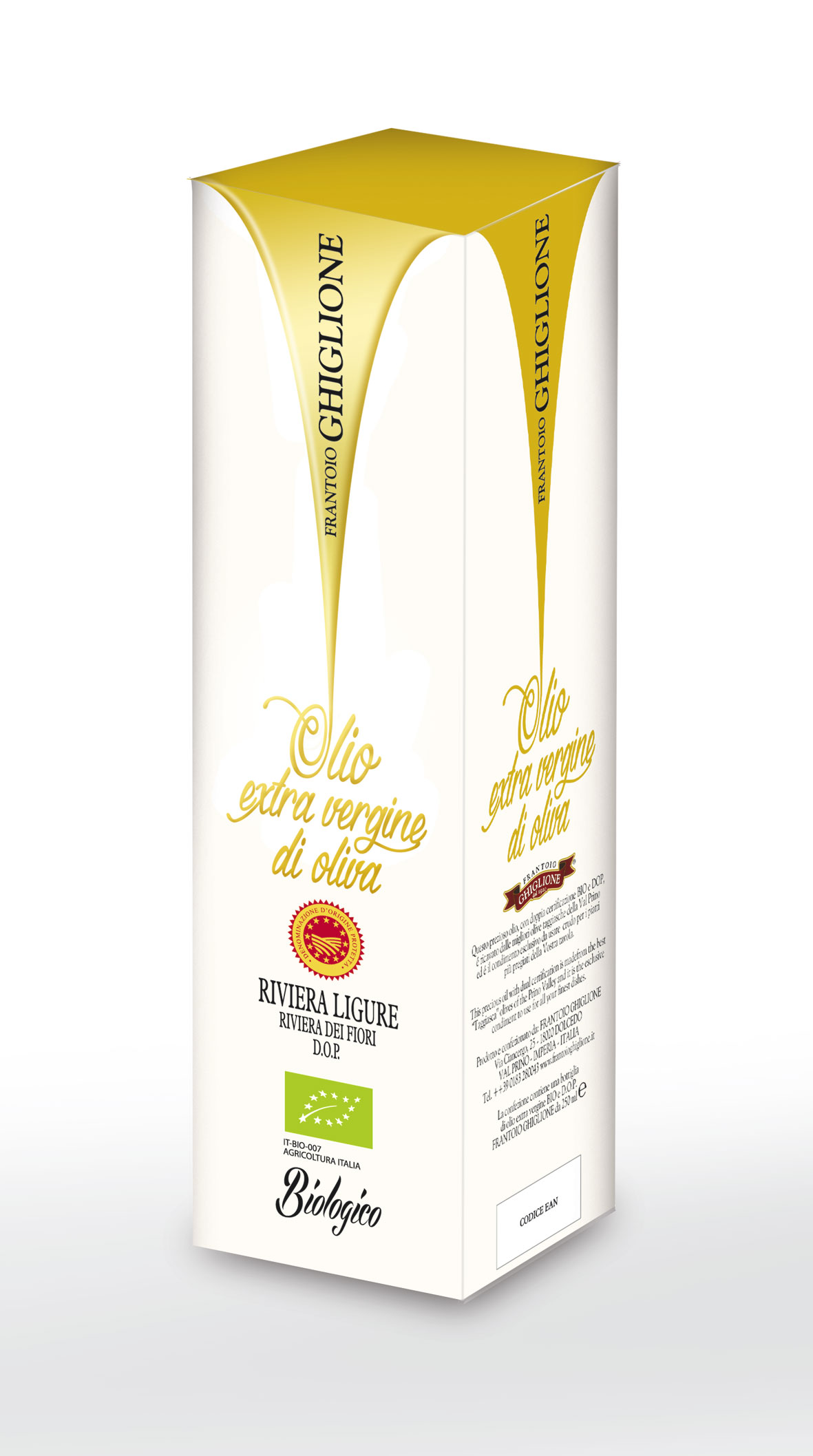 Ghiglione PDO Organic extra virgin olive oil 0.25L Riviera Ligure 250ml ...