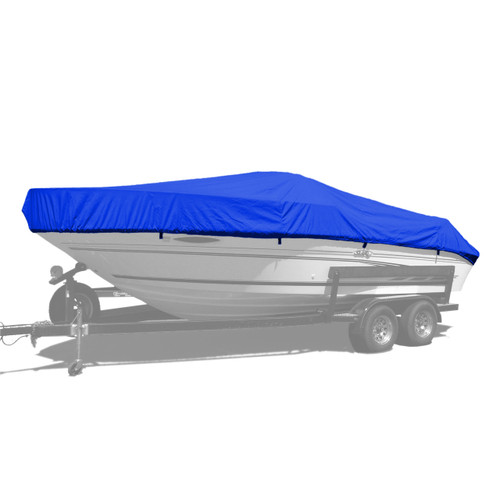 Westland semi-custom boat cover with sharkskin blue Sharkskin Plus fabric