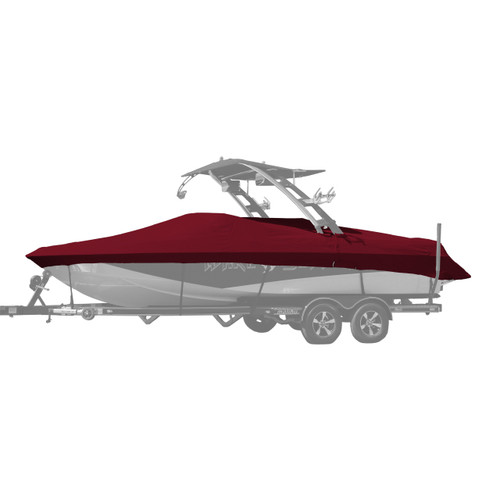 Westland custom boat cover with burgundy Sunbrella fabric Westland custom boat cover with burgundy Sunbrella fabric