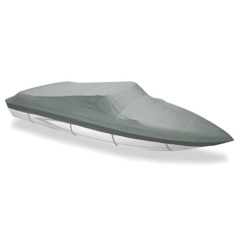 Carver semi-custom boat cover with haze gray duck canvas