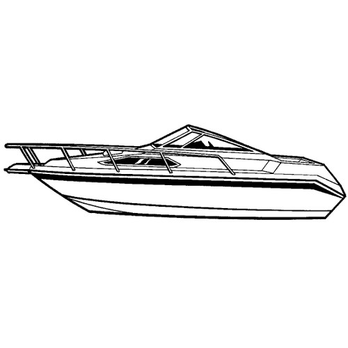 Cover Fits High Profile Cabin Cruiser with Windshield and Bow Rails Cover Fits High Profile Cabin Cruiser with Windshield and Bow Rails